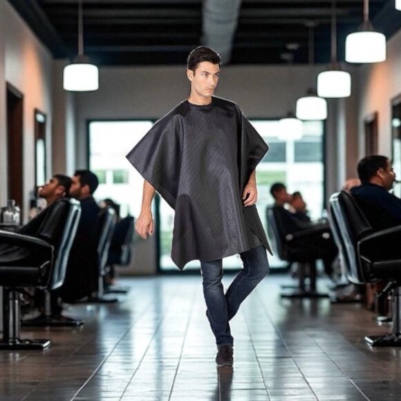 Fitting Hair Cutting Cape Salon Gown Apron Adjustable Neck Water-Resistant New - Picture 1 of 3